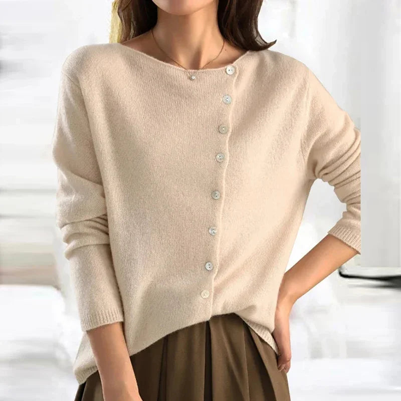 Maglia elegante Donna | Scollatura Asimmetrica & Chiusura con Bottoni