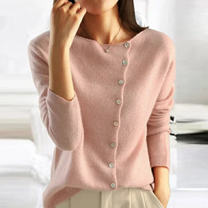 Maglia elegante Donna | Scollatura Asimmetrica & Chiusura con Bottoni