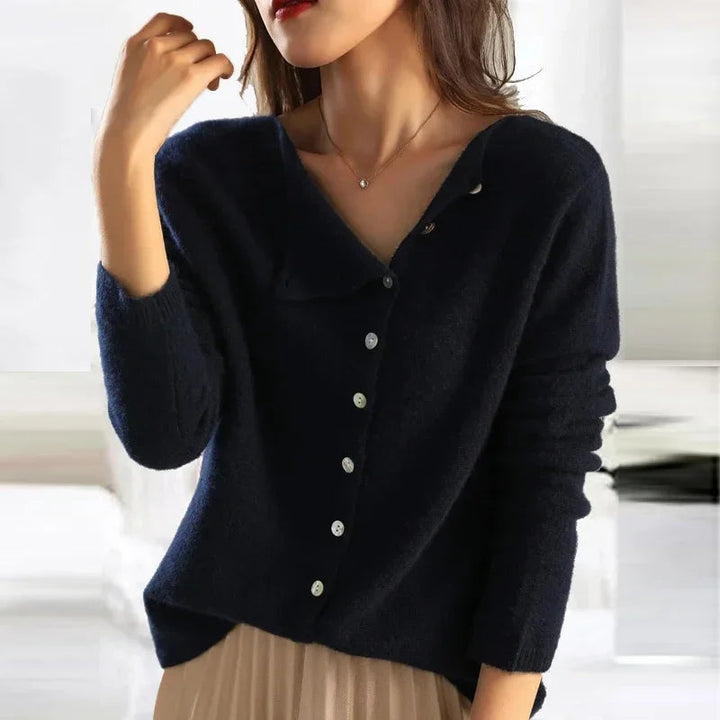 Maglia elegante Donna | Scollatura Asimmetrica & Chiusura con Bottoni