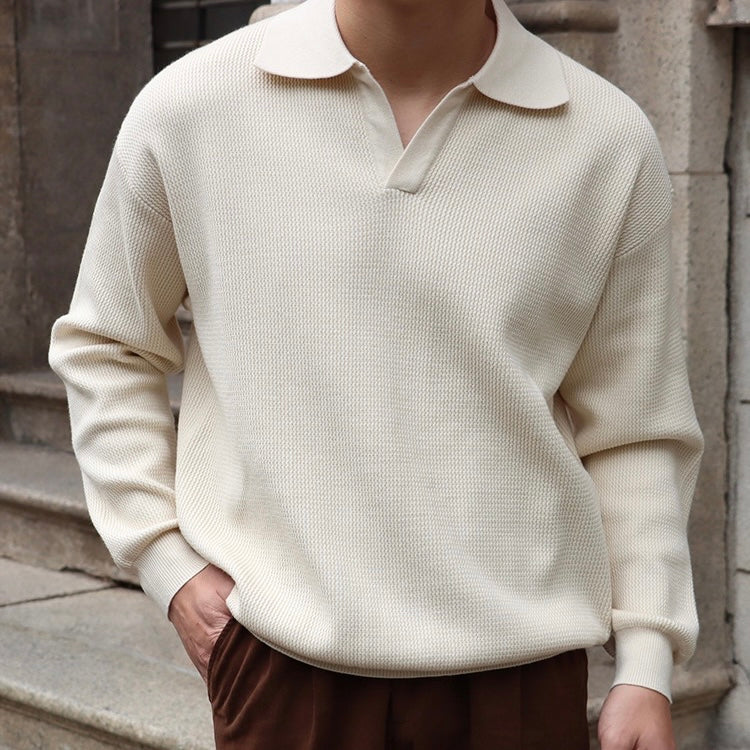 Maglia Uomo Misto Cotone a Coste Manica Lunga Vestibilità Comoda - Vesarelli