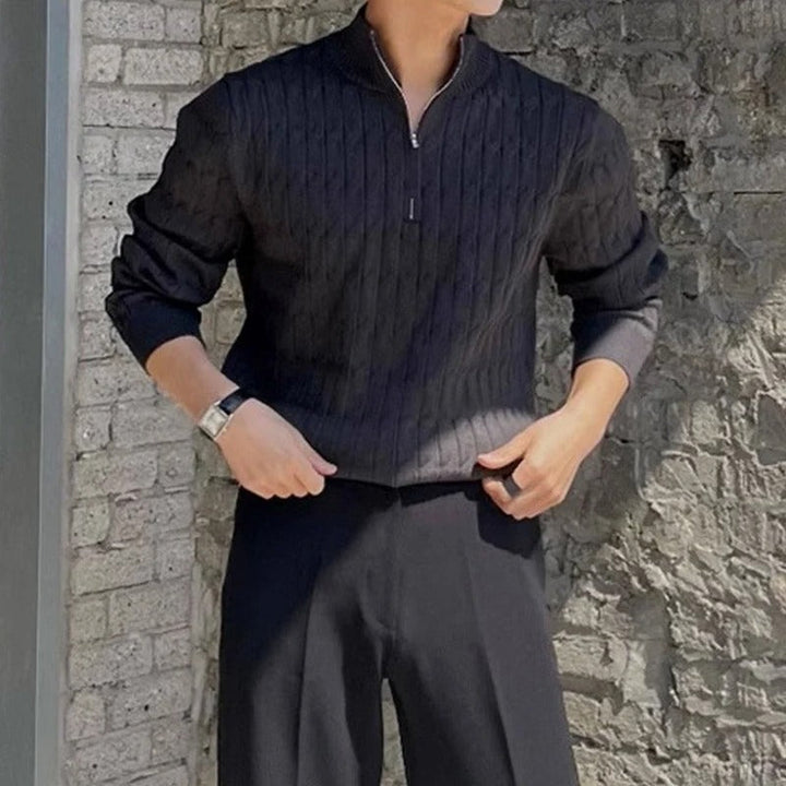 Maglione Jacquard con Zip per Uomini | Trivon Nero