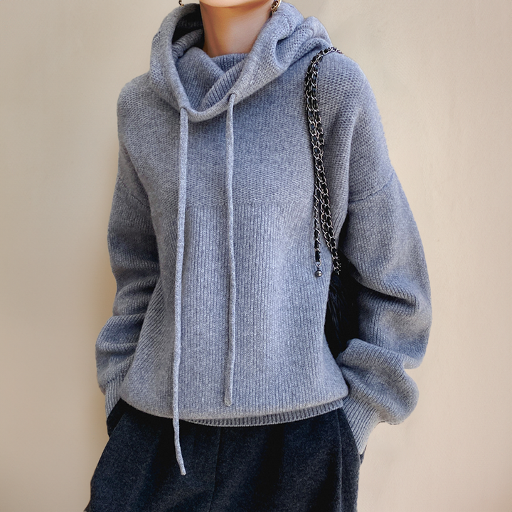 Maglione donna con collo alto e finitura lavorata