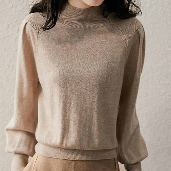 Maglione donna tinta unita invernale con scollo rotondo