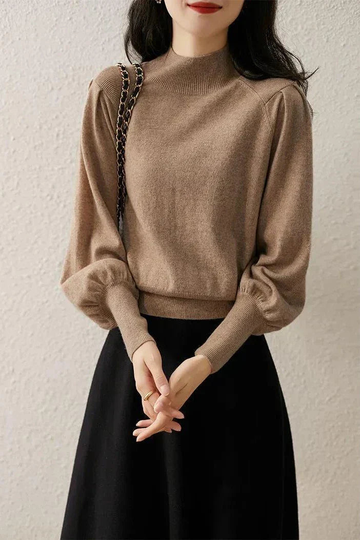Maglione donna tinta unita invernale con scollo rotondo