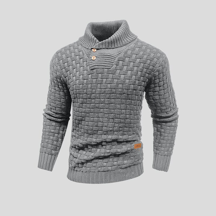 Maglione uomo con collo alto e motivo intrecciato