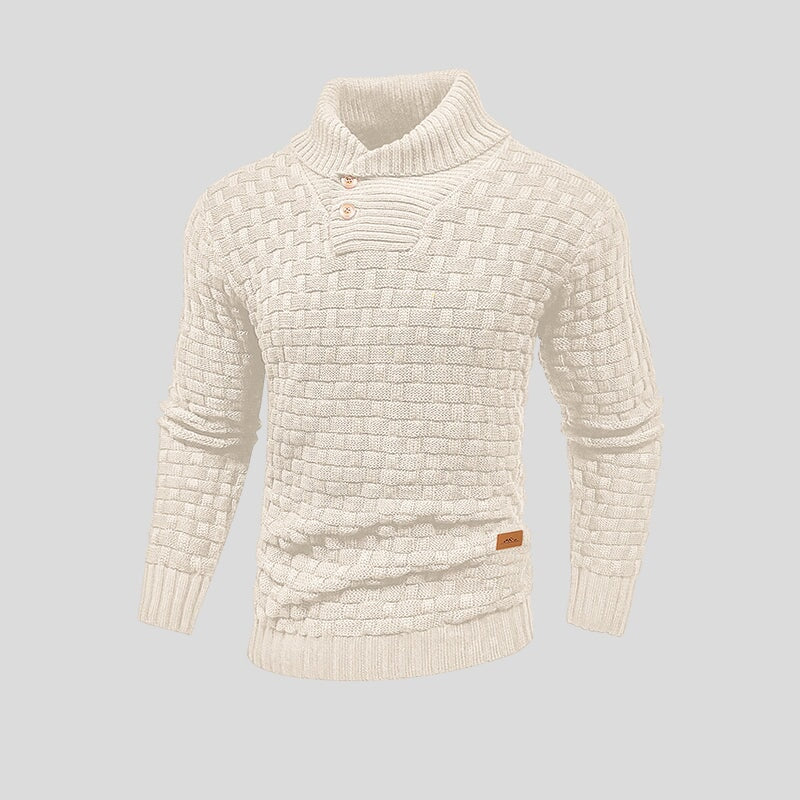 Maglione uomo con collo alto e motivo intrecciato
