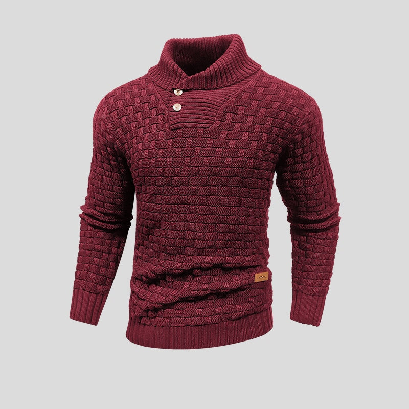 Maglione uomo con collo alto e motivo intrecciato