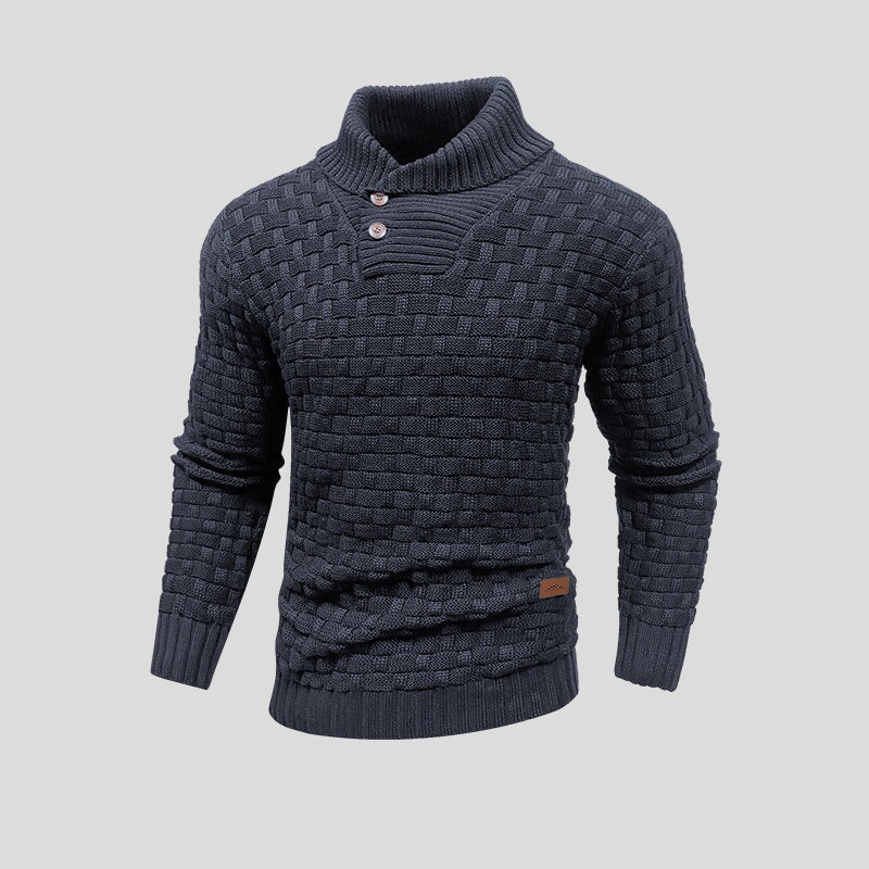 Maglione uomo con collo alto e motivo intrecciato