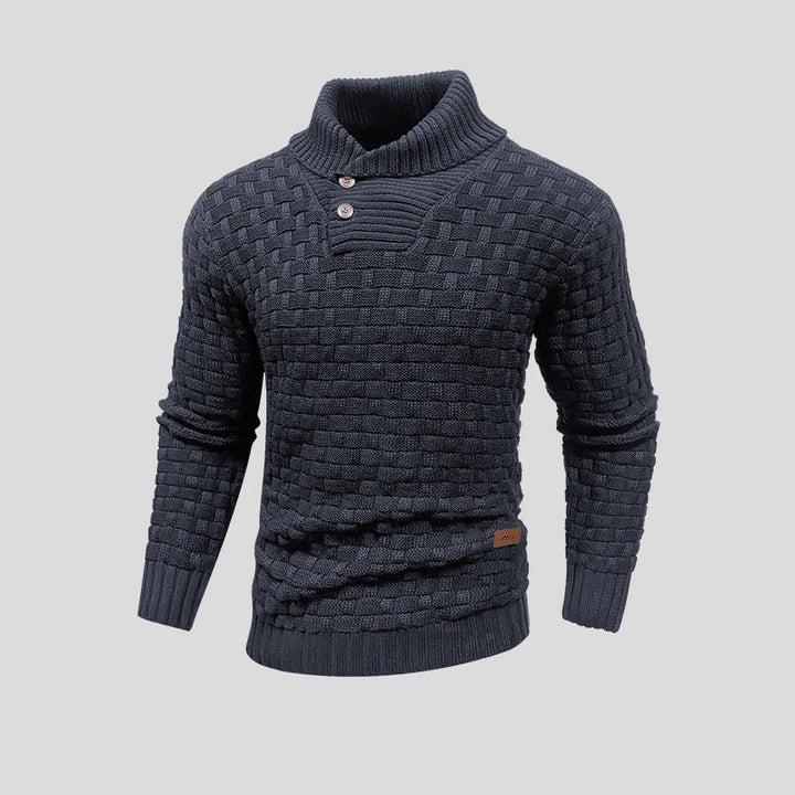 Maglione uomo con collo alto e motivo intrecciato
