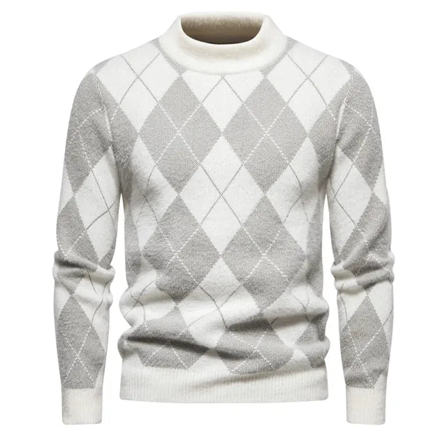 Maglione Argyle da uomo - Girocollo - Lavorato a maglia - Manica lunga - Motivo classico 1