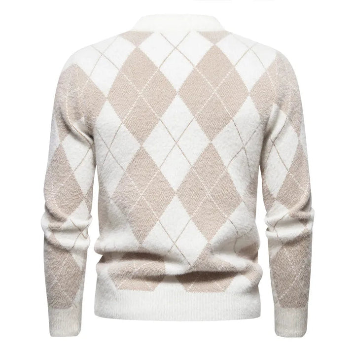Maglione Argyle da uomo - Girocollo - Lavorato a maglia - Manica lunga - Motivo classico 3