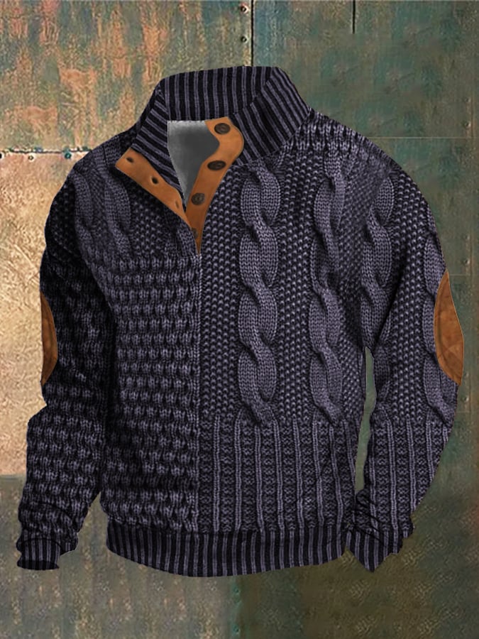 Maglione Casual Con Bottoni Per Uomo | Tervon Viola