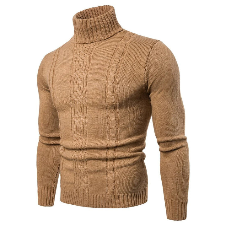 Maglione Uomo Maglia a Trecce Collo Alto Polsini e Orlo a Coste - Vesarelli