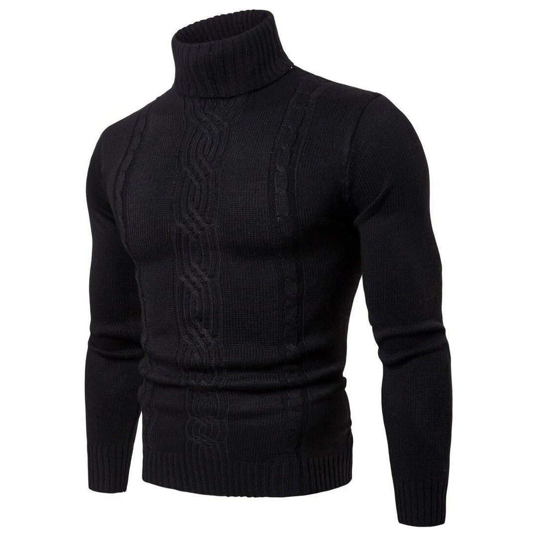 Maglione a collo alto da uomo - Maglia a trecce - Caldo e strutturato - Polsini e orlo a coste 1
