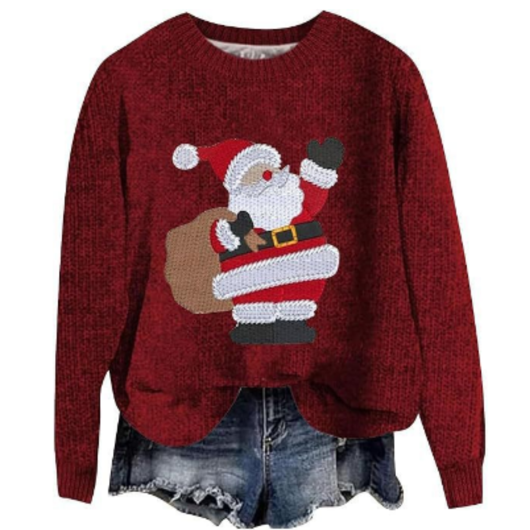 Maglione a maniche lunghe da donna per le feste, in maglia comoda 1