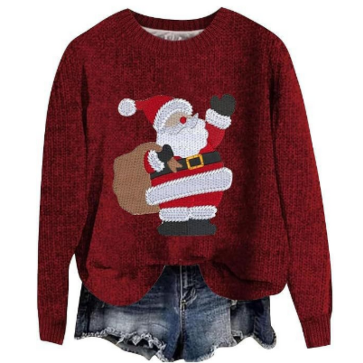 Maglione a maniche lunghe da donna per le feste, in maglia comoda 1
