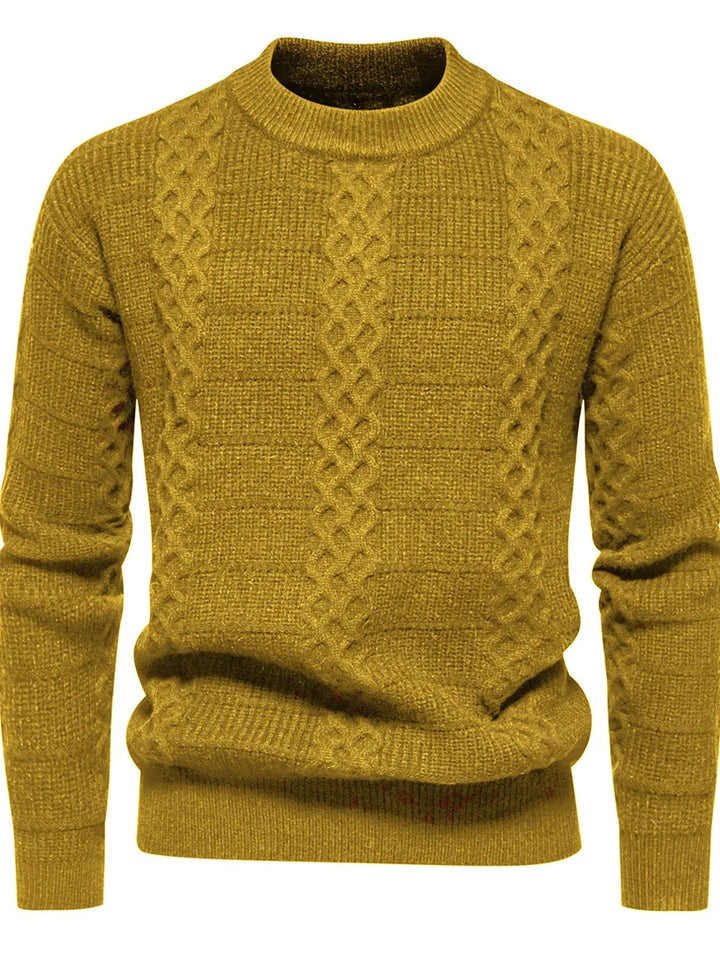 Maglione Uomo Misto Lana Trecce Girocollo Vestibilità Regolare - Vesarelli