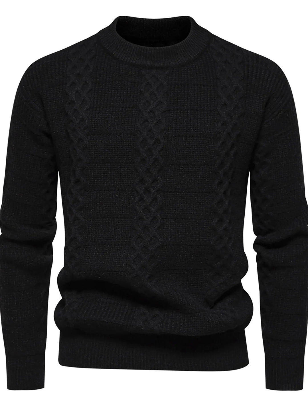 Maglione a trecce da uomo - Caldo misto lana - Vestibilità regolare - Girocollo - Abbigliamento casual 3