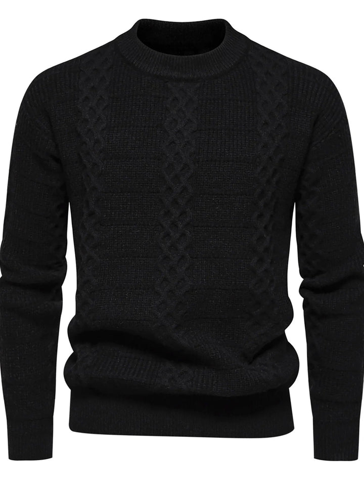 Maglione a trecce da uomo - Caldo misto lana - Vestibilità regolare - Girocollo - Abbigliamento casual 3
