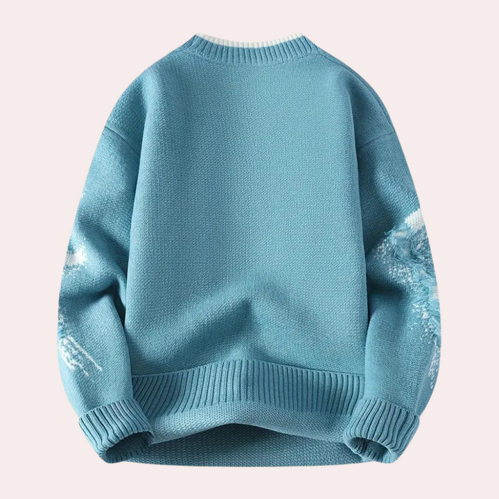 Maglione casual da uomo lavorato a maglia effetto consumato 4