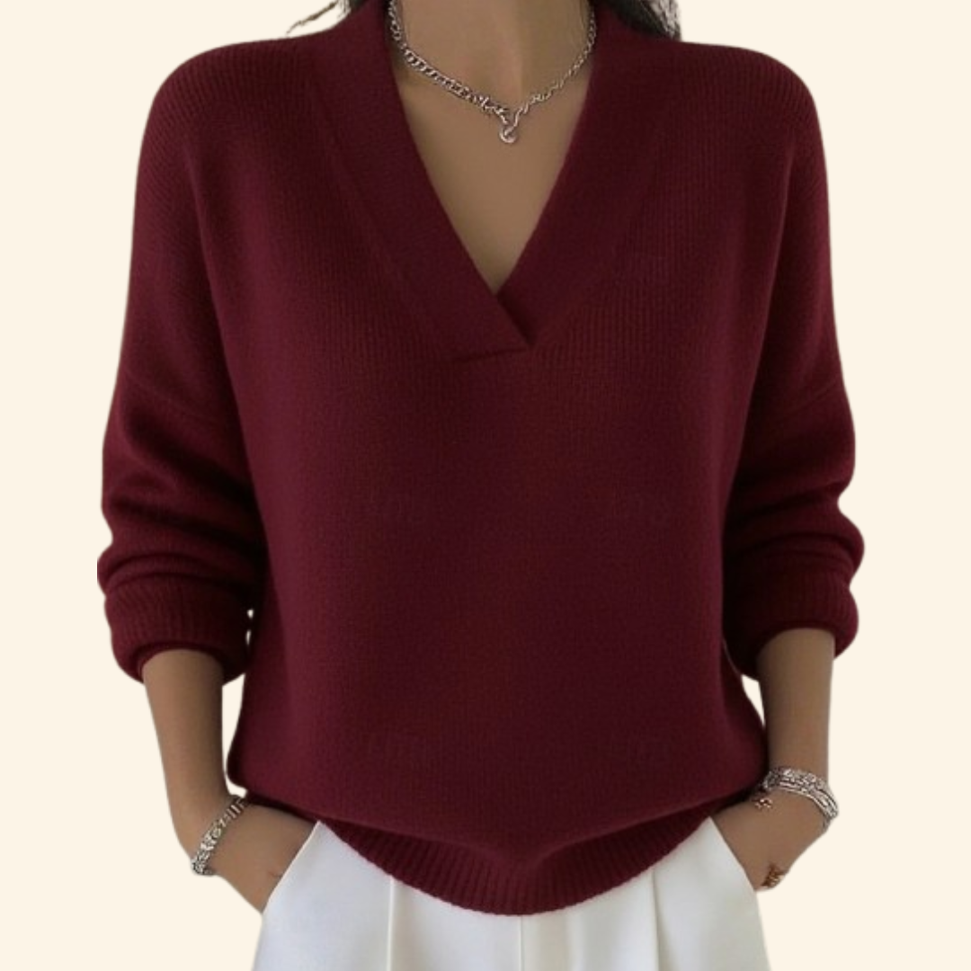 Maglione Donna in Maglia Scollo a V Morbido Confortevole - Vesarelli