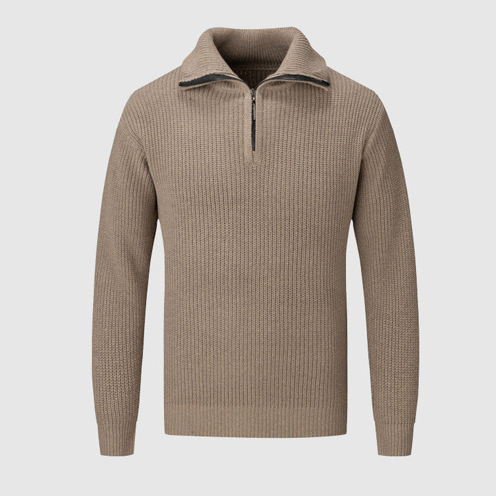 Maglione Uomo Mezza Zip Maglia Testurizzata Collo Alto Manica Lunga - Vesarelli