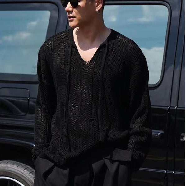 Maglione Uomo in Maglia Scollo a V con Coulisse Vestibilità Comoda - Vesarelli