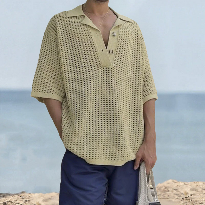 Maglione Uomo Maglia Aperta Revers a Lancia Manica Corta Oversize - Vesarelli