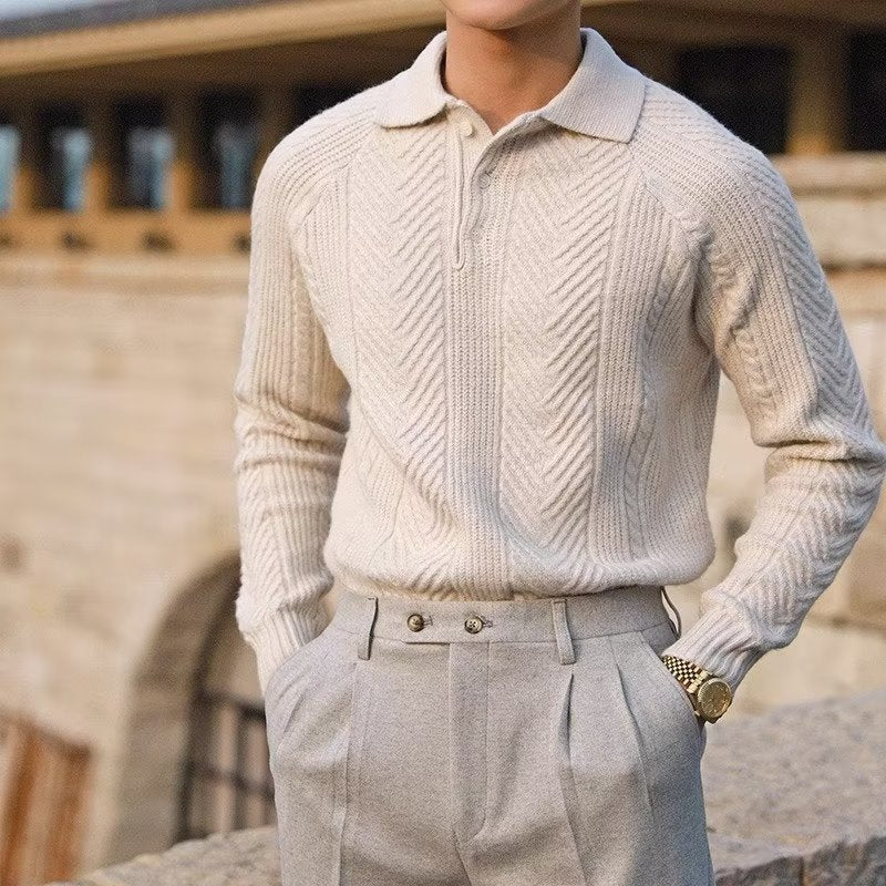 Maglione Uomo Maglia Estiva Tessuto Elasticizzato Collo Polo Slim - Vesarelli