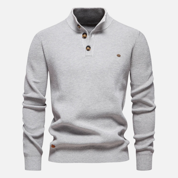Maglione dolcevita da uomo – Misto lana – Vestibilità slim – Maglia a coste con abbottonatura 3