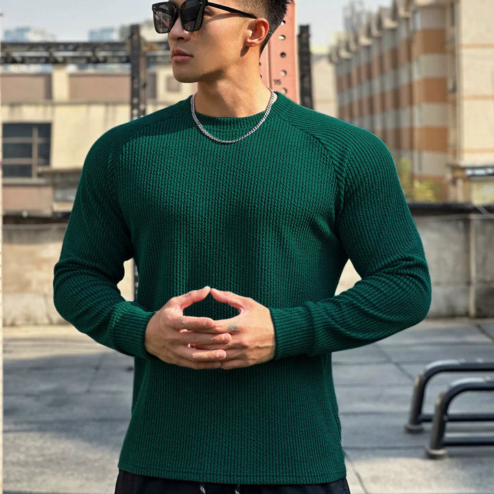 Maglione girocollo a coste da uomo 1