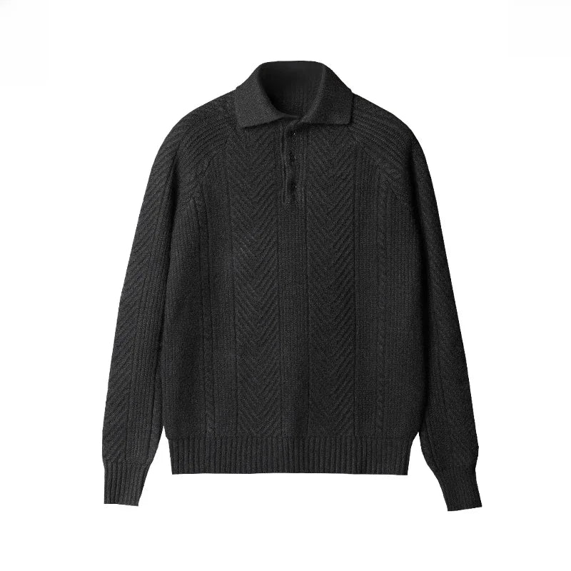 Maglione lavorato a maglia da uomo – Vestibilità slim – Maglia a trecce – Collo polo – Manica lunga – Abbigliamento elegante 6