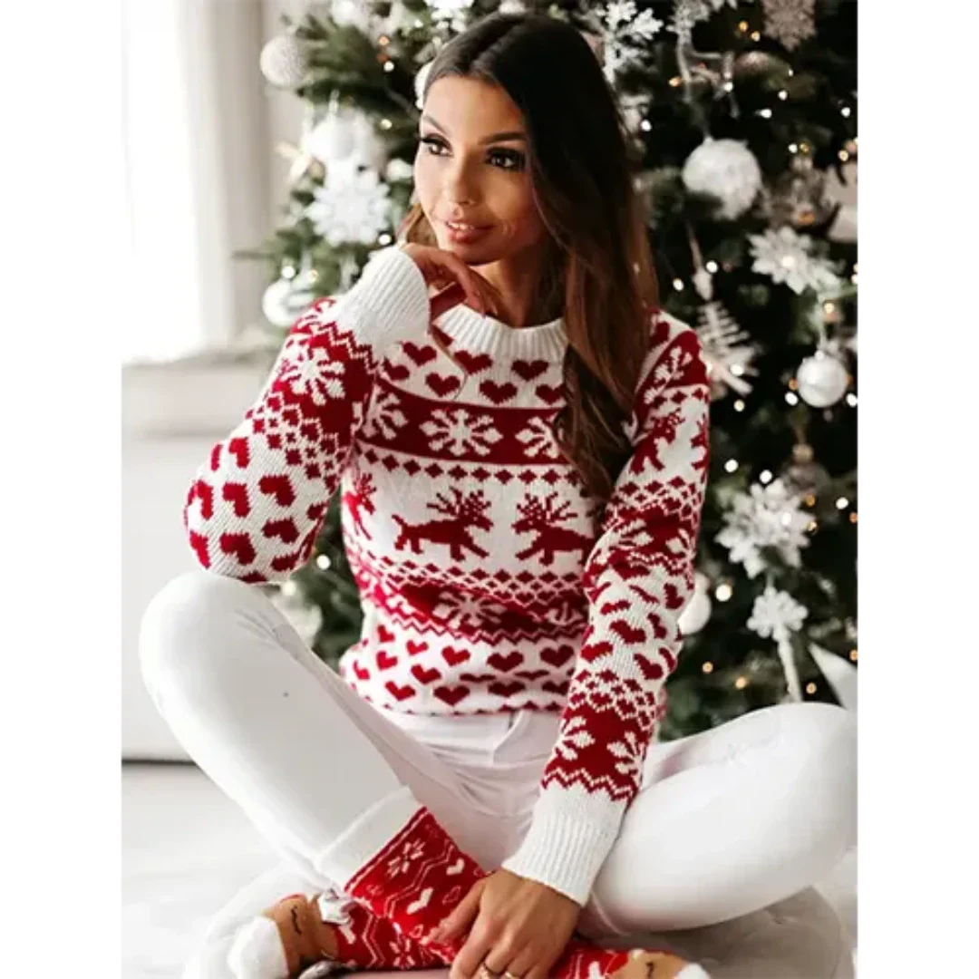 Maglione natalizio caldo e accogliente da donna 1