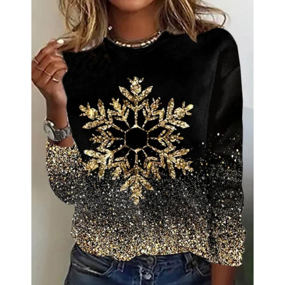 Maglione natalizio classico da donna, comodo, lavorato a maglia nero 1
