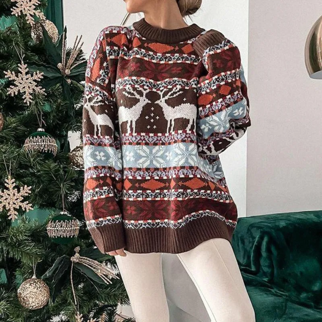 Maglione Donna Oversize in Tessuto Morbido Stile Natalizio - Vesarelli