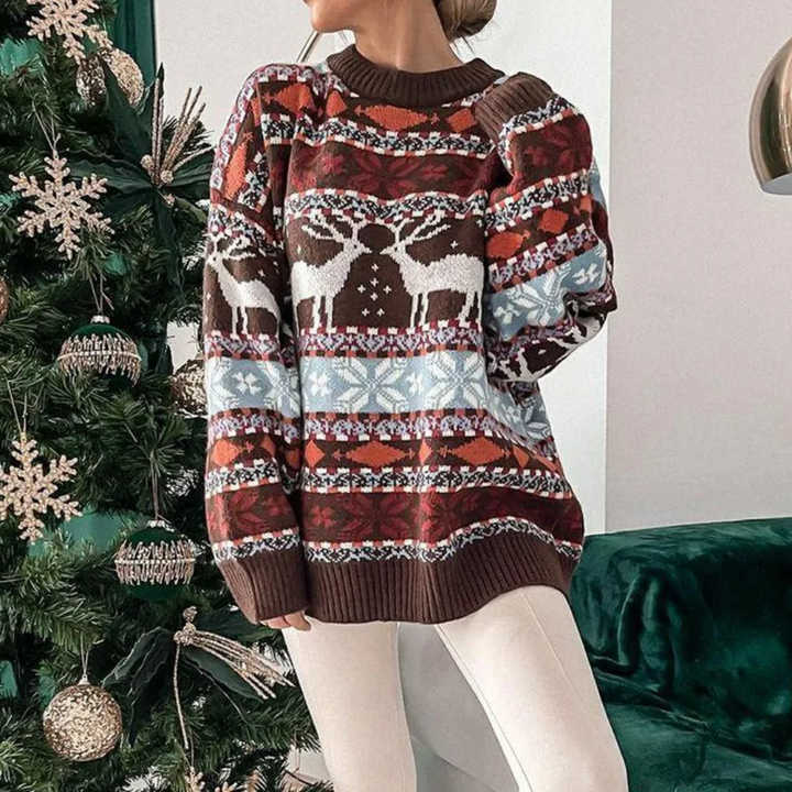 Maglione Donna Oversize in Tessuto Morbido Stile Natalizio - Vesarelli