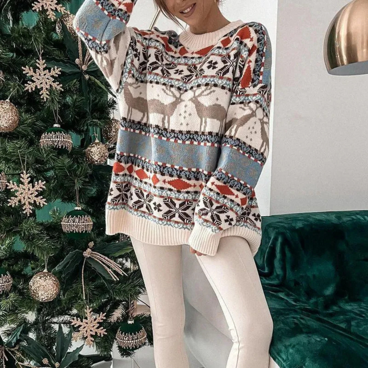 Maglione natalizio oversize da donna in tessuto morbido 2