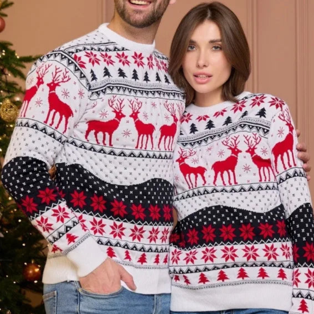 Maglione Unisex Lavorato a Maglia Motivo Renne Festive Caldo - Vesarelli