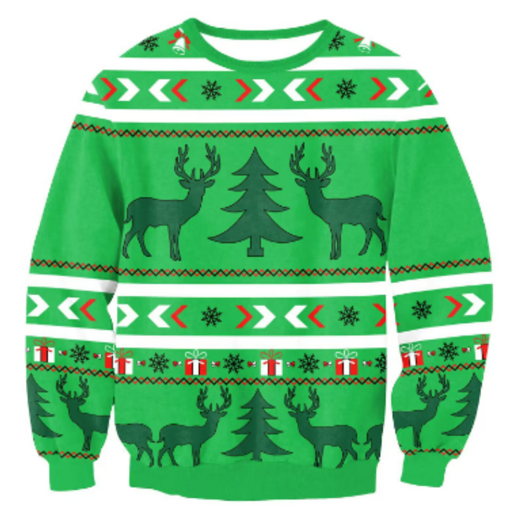 Maglione natalizio unisex oversize in caldo tessuto lavorato a maglia 4