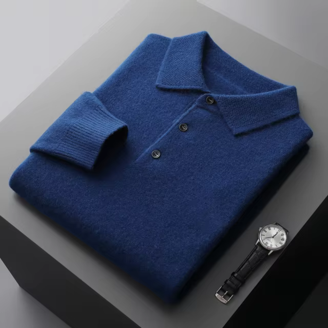 Maglione Polo Uomo Lana Merino Vestibilità Standard Abbottonatura - Vesarelli