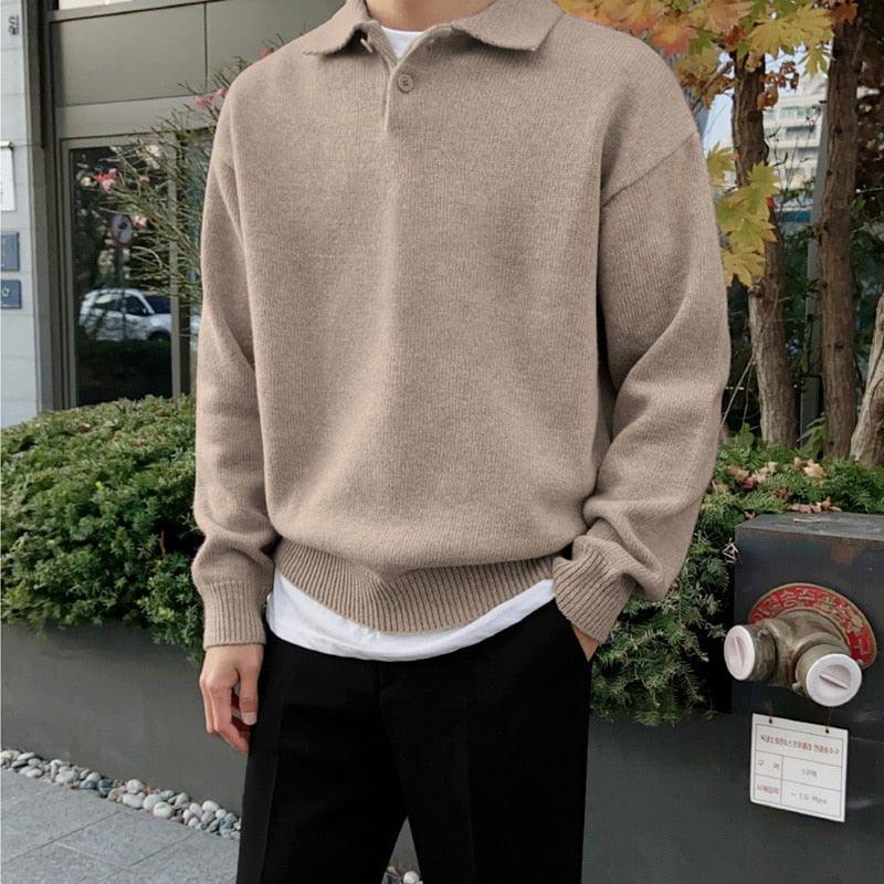 Maglione polo da uomo – Lana – Vestibilità comoda – Colletto con bottoni – Orlo e polsini a coste 2