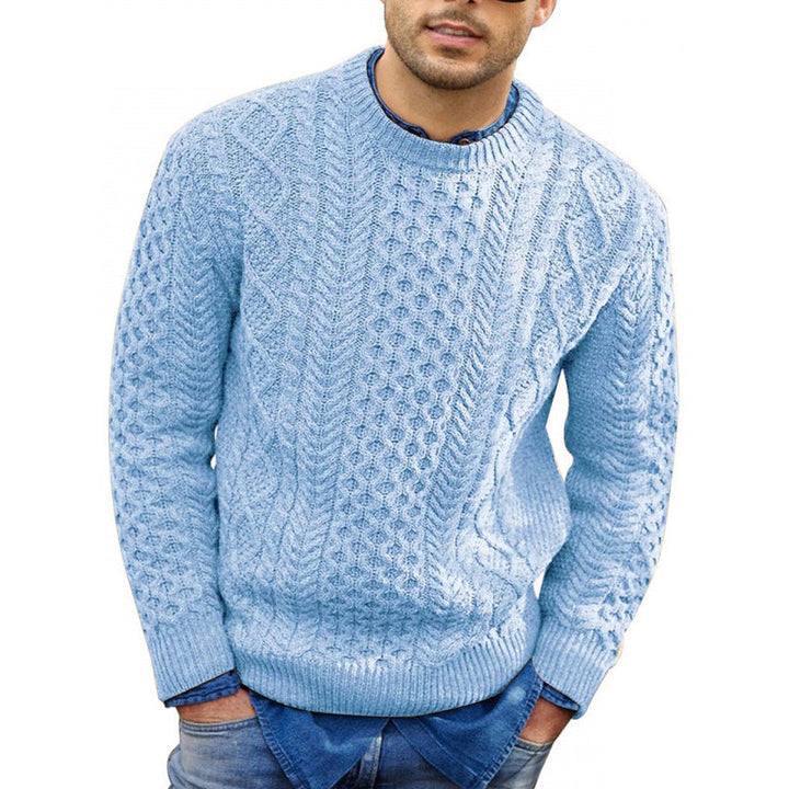 Maglione pullover da uomo – Vestibilità slim – Misto lana lavorato a maglia a trecce – Rifiniture a coste – Abbigliamento casual 1