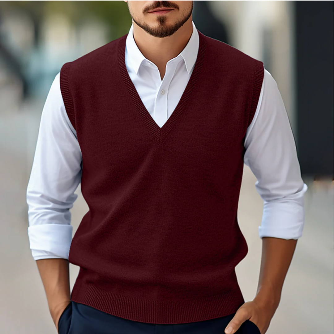 Maglione senza maniche con scollo a V | Maglieria leggera | Vestibilità elasticizzata 2