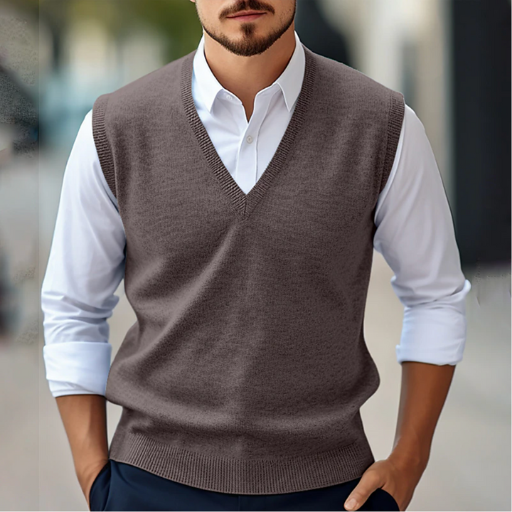 Maglione senza maniche con scollo a V | Maglieria leggera | Vestibilità elasticizzata 3