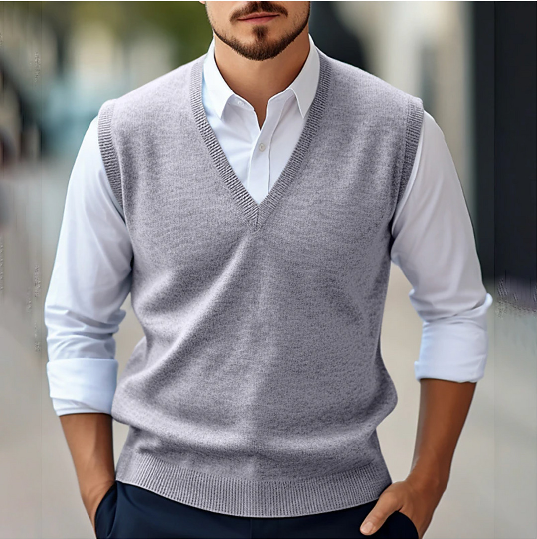 Maglione Uomo Senza Maniche Maglia Estiva Scollo a V Classico - Vesarelli