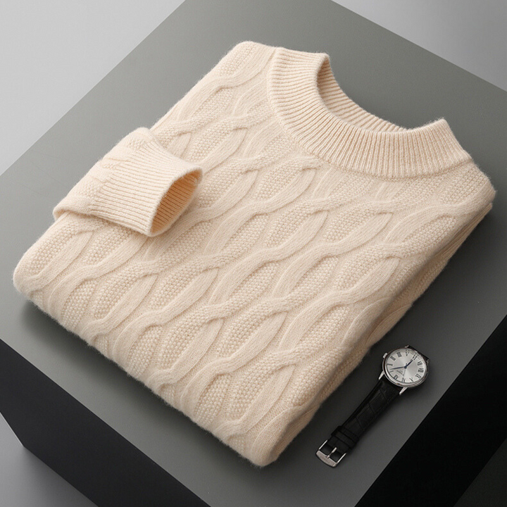Maglione Unisex Cashmere Estivo Maglia a Trecce Girocollo Morbido - Vesarelli