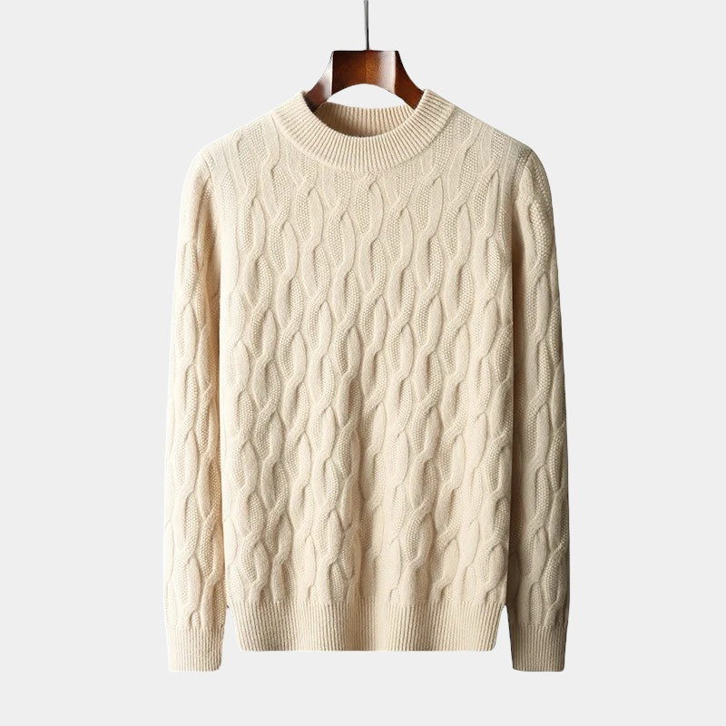 Maglione unisex in cashmere – Vestibilità rilassata – Maglia a trecce – Girocollo a coste 1