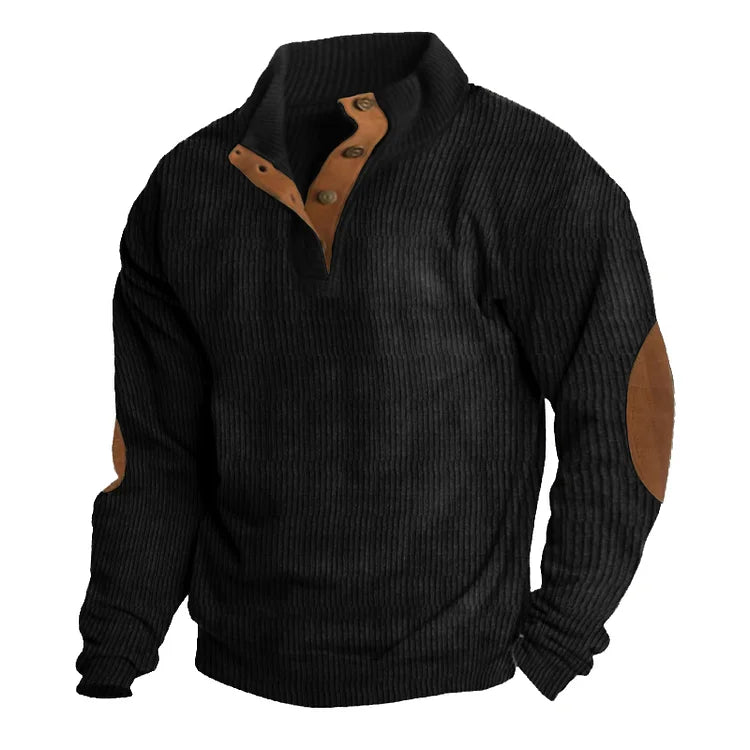 Maglioni Uomo | Collo Alto con Bottoni & Toppe Gomiti Distintive