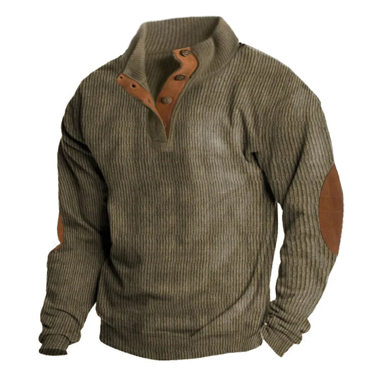 Maglione Uomo Collo Alto Bottoni Toppe Gomiti - Vesarelli
