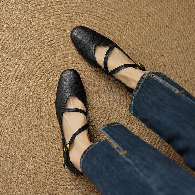 Scarpe Donna Mary Jane Pelle Cinturino con Fibbia